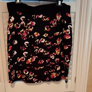Alfani Black Skirt with Vibrant Floral Design